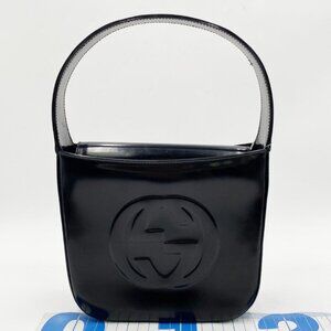 1990s Vintage GUCCI Mini Bolso Hobo Piel de Becerro Negro